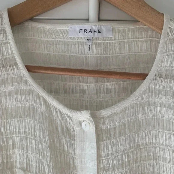 FRAME NWT Blouson Long Sleeve Smocked Blouse Top - Picture 8 of 15